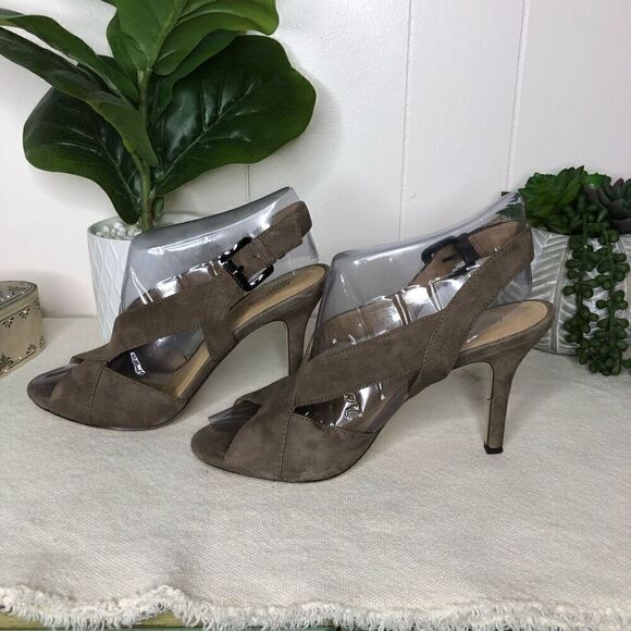 Michael Kors Women's Crisscross Suede Buckle Slingback Sandals Taupe Size 8 - Picture 4 of 8